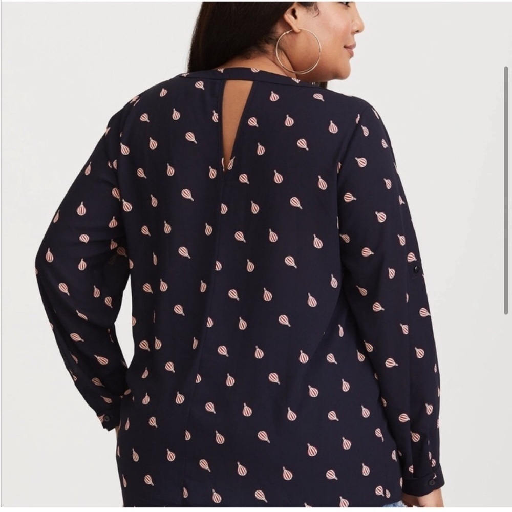 Torrid Sheer Hot Air Balloon Blouse Navy - Picture 2 of 12